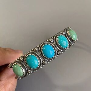 CAROLYN POLLACK American West 925 5-Stone Shades of Turquoise Cuff L SOLD OUT